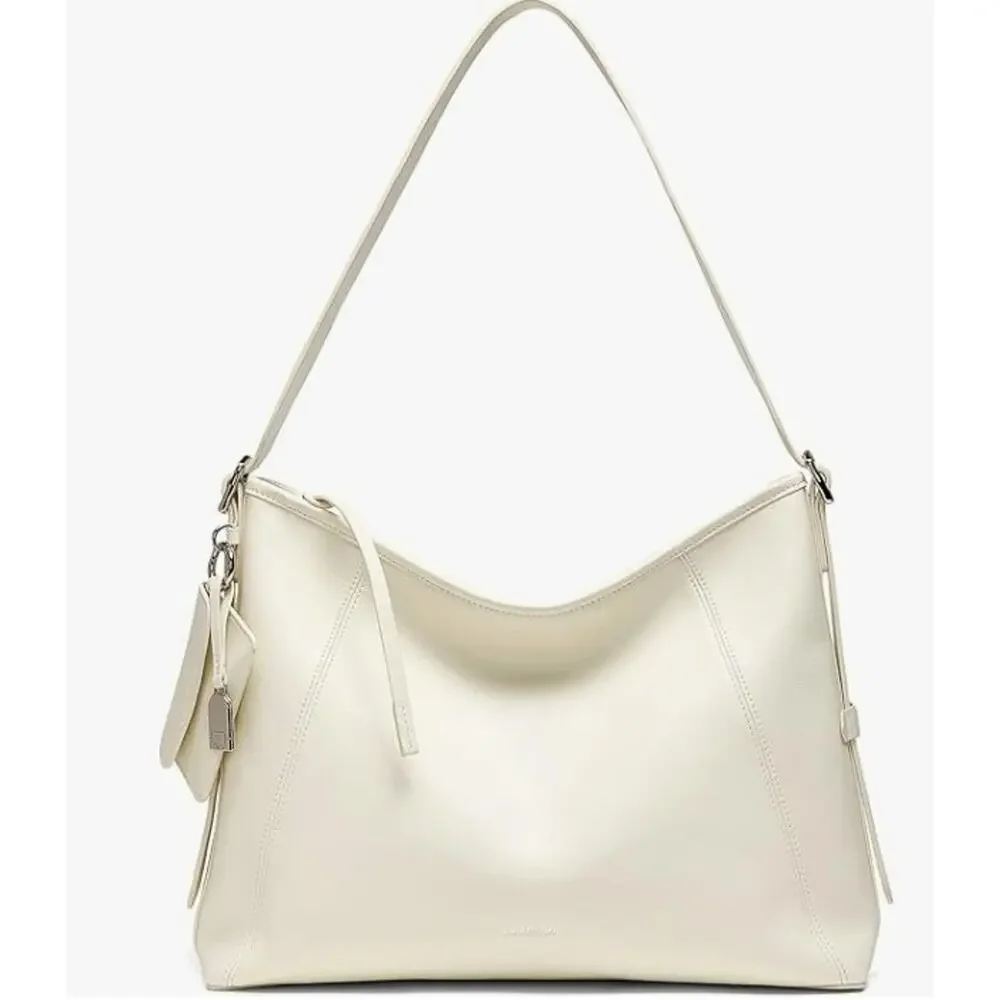 LA'FESTIN Leather Shoulder Purse for Women: White Crossbody Bags